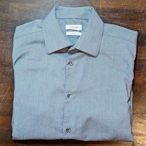 Calvin Klein Men's Black & White Slim-Fit Button Down Long Sleeve Shirt | Size M